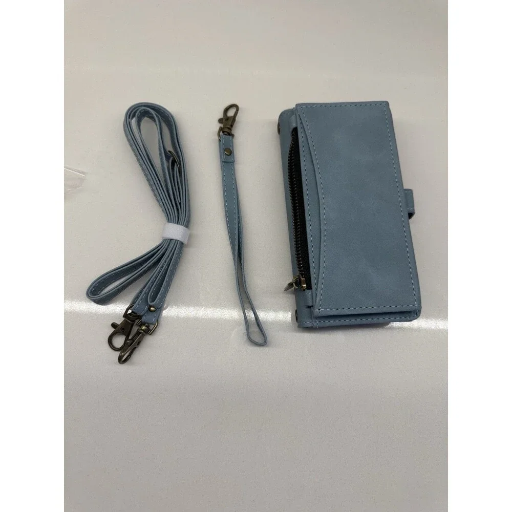 Wallet Case for iPhone 6.1'' Card Holder Crossbody Wallet Strap blue